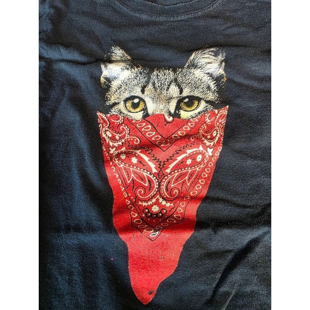 Cat Bandana Graphic Tee Navy Blue XL Gildan Heavy Cotton Short-Sleeve Unisex Shi